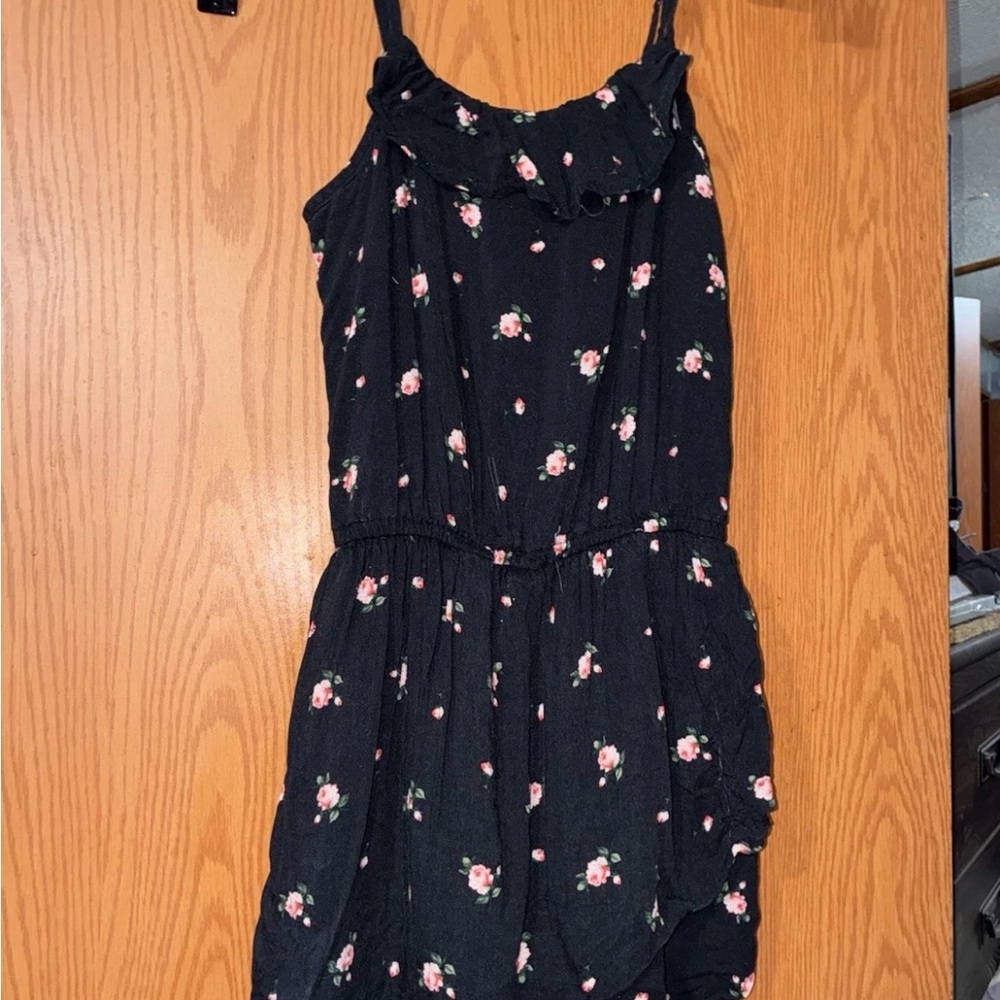 Floral Black Sleeveless Romper